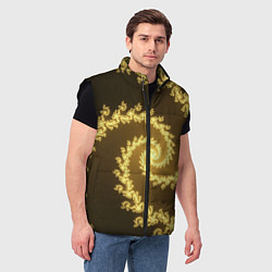 Мужской жилет Желтая спираль фракталов, цвет: 3D-черный — фото 2