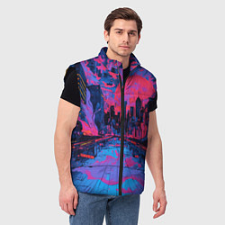 Мужской жилет Город в психоделических цветах, цвет: 3D-черный — фото 2