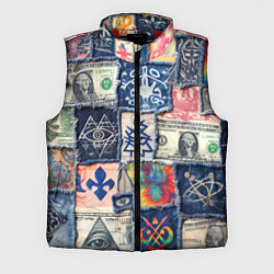 Мужской жилет Баксы на дениме пэчворк, цвет: 3D-красный