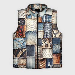 Мужской жилет Змеиная кожа - пэчворк, цвет: 3D-черный