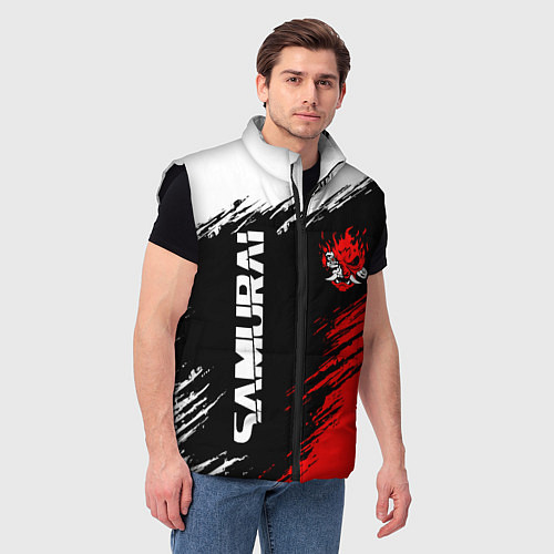 Мужской жилет Самурай лого - киберпанк 2077 / 3D-Черный – фото 3