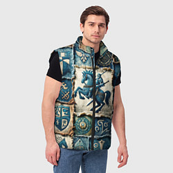 Мужской жилет Рыцарь на пэчворк дениме, цвет: 3D-черный — фото 2