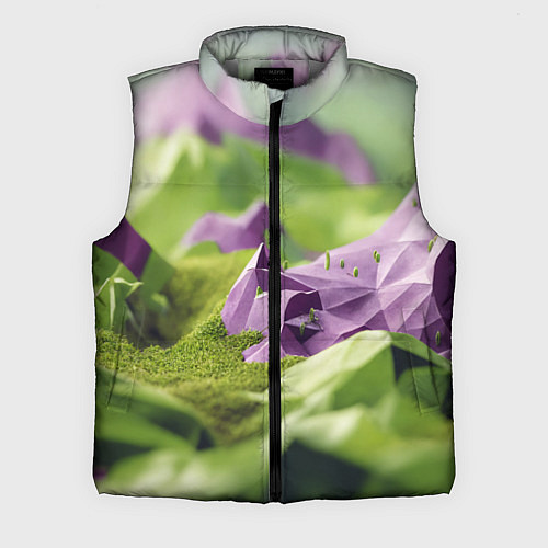 Мужской жилет Геометрический пейзаж фиолетовый и зеленый / 3D-Светло-серый – фото 1