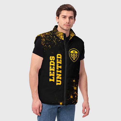 Мужской жилет Leeds United - gold gradient вертикально / 3D-Черный – фото 3