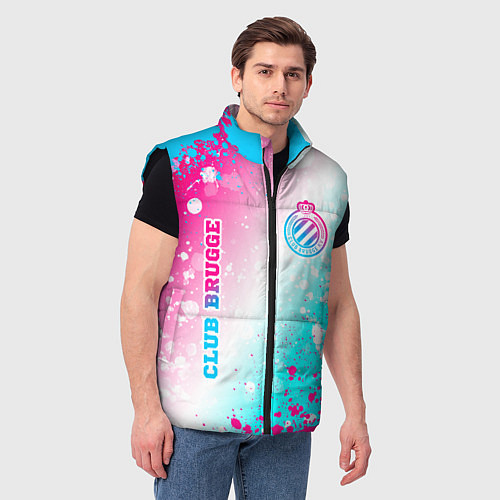 Мужской жилет Club Brugge neon gradient style вертикально / 3D-Черный – фото 3