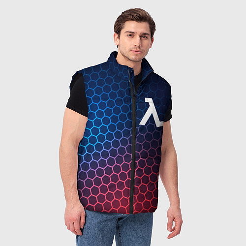 Мужской жилет Half-Life неоновые соты / 3D-Черный – фото 3