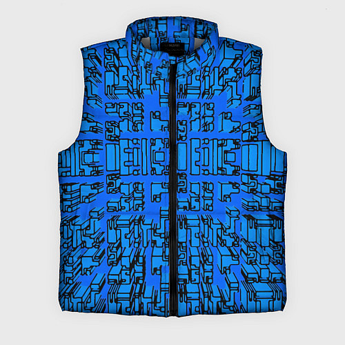 Мужской жилет Синие фигуры с эффектом рыбьего глаза / 3D-Светло-серый – фото 1