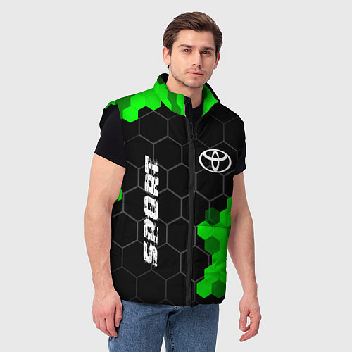 Мужской жилет Toyota green sport hexagon / 3D-Черный – фото 3