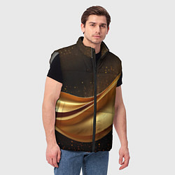Мужской жилет Золотая стильная абстракция на черном фоне, цвет: 3D-светло-серый — фото 2