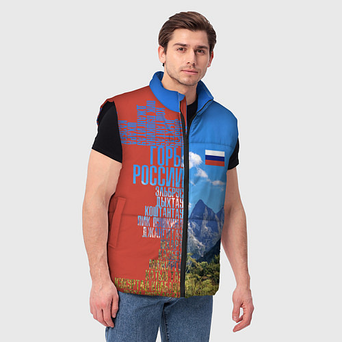 Мужской жилет Горы России с флагом / 3D-Черный – фото 3