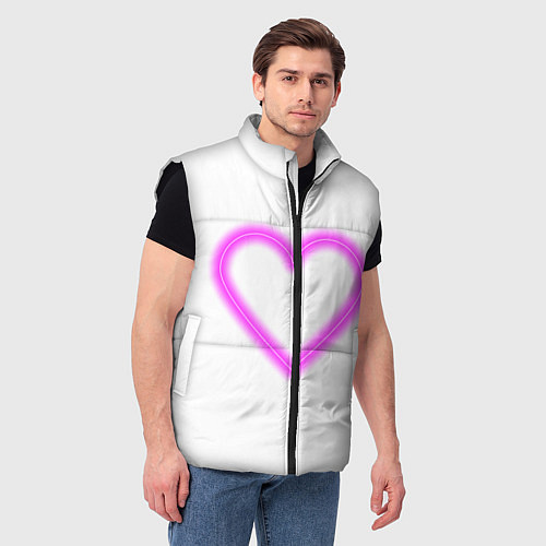 Мужской жилет Неоновое сиреневое сердце / 3D-Черный – фото 3