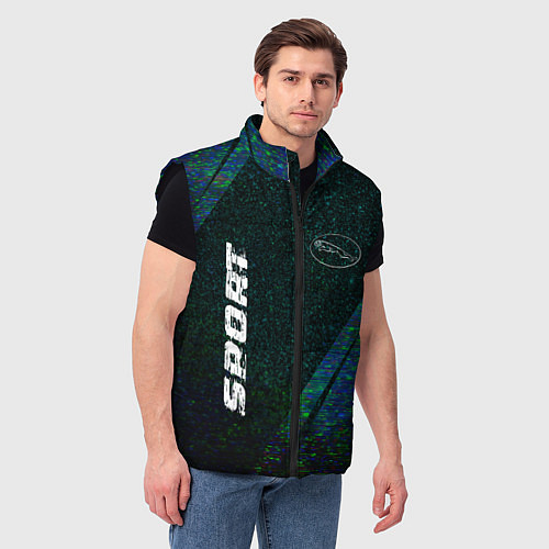 Мужской жилет Jaguar sport glitch blue / 3D-Черный – фото 3