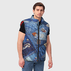 Мужской жилет Vanguard jeans patchwork - ai art, цвет: 3D-красный — фото 2