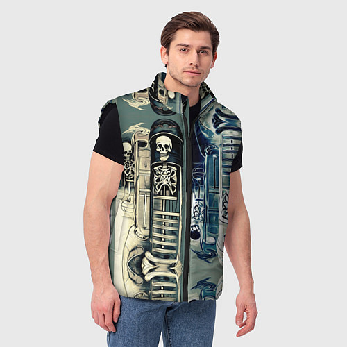 Мужской жилет Психоделика с черепами / 3D-Черный – фото 3