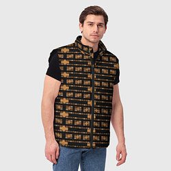 Мужской жилет Коричневые кирпичики на чёрном фоне, цвет: 3D-черный — фото 2