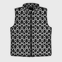 Мужской жилет Чёрно-белые ромбы и круги на чёрном фоне, цвет: 3D-светло-серый