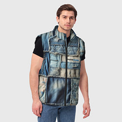 Мужской жилет Patchwork denim - vogue, цвет: 3D-черный — фото 2