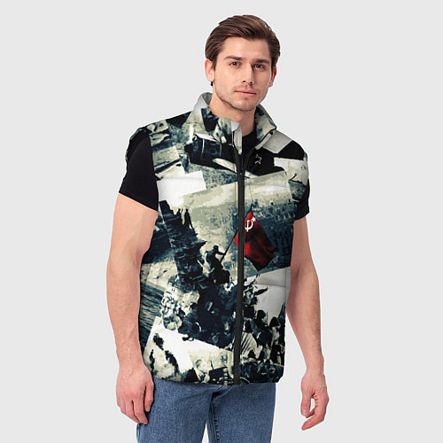 Мужской жилет День победы 9 мая и силуэты кадров с фронта / 3D-Черный – фото 3