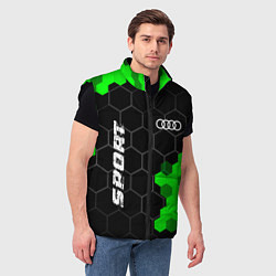 Мужской жилет Audi green sport hexagon, цвет: 3D-черный — фото 2