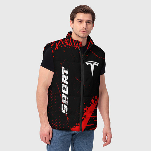 Мужской жилет Tesla red sport tires / 3D-Черный – фото 3
