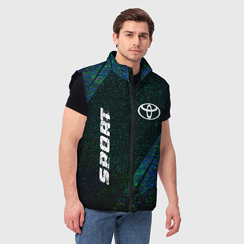 Мужской жилет Toyota sport glitch blue / 3D-Черный – фото 3