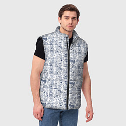 Мужской жилет Человечки и животные скетч, цвет: 3D-черный — фото 2
