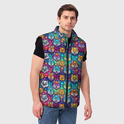 Мужской жилет Furry color anime animal faces, цвет: 3D-черный — фото 2