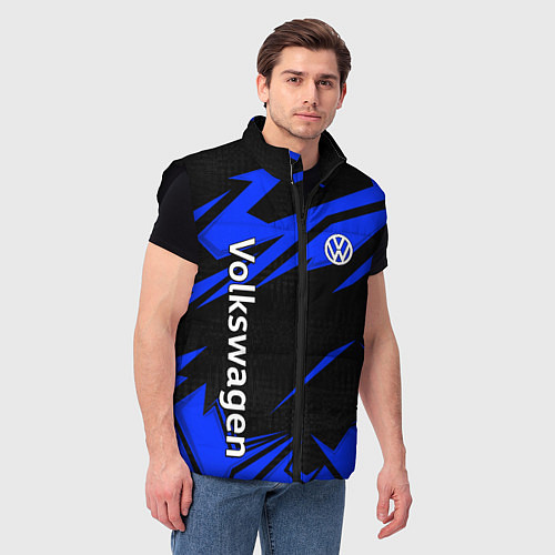 Мужской жилет Volkswagen - blue stripes / 3D-Черный – фото 3