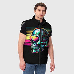 Мужской жилет Cyber skull - ai art fantasy, цвет: 3D-светло-серый — фото 2