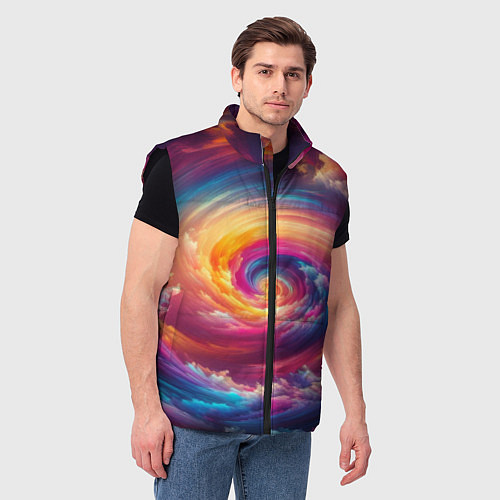 Мужской жилет Водоворот ярких красок / 3D-Черный – фото 3