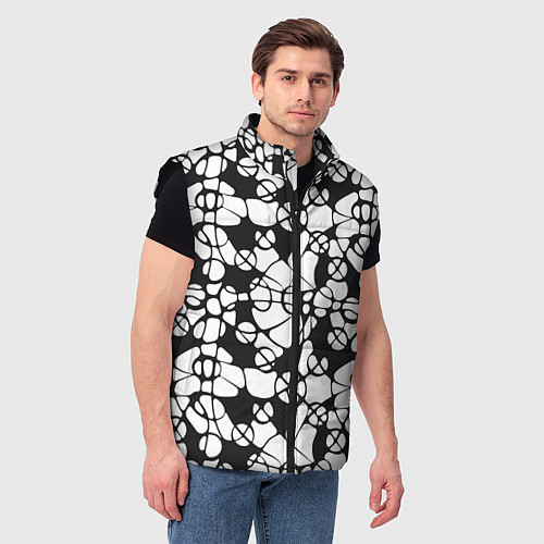 Мужской жилет Абстрактный узор из кругов и овалов / 3D-Черный – фото 3