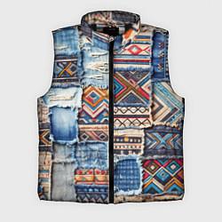 Мужской жилет Пэчворк узоры индейцев, цвет: 3D-черный