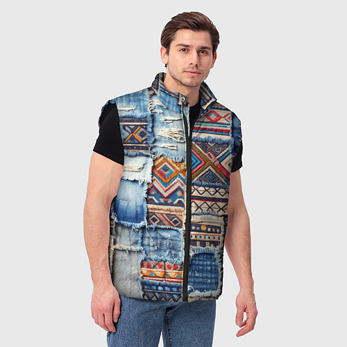 Мужской жилет Пэчворк узоры индейцев / 3D-Черный – фото 3