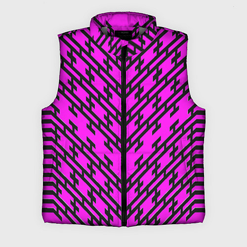 Мужской жилет Чёрные полосы на розовом фоне / 3D-Светло-серый – фото 1