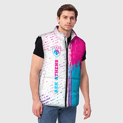 Мужской жилет AEK Athens neon gradient style по-вертикали, цвет: 3D-черный — фото 2