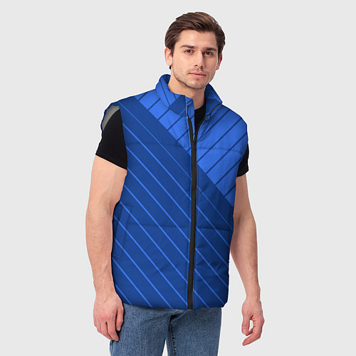 Мужской жилет Сине-голубой косые полосы / 3D-Светло-серый – фото 3