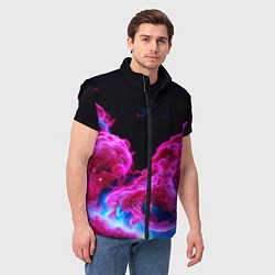 Мужской жилет Розовый густой туман - inferno pink, цвет: 3D-черный — фото 2