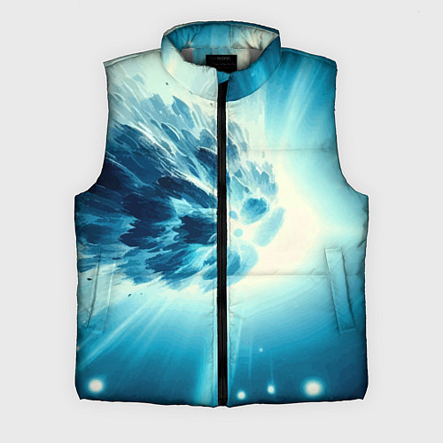 Мужской жилет Неоновая комета - нейросеть / 3D-Светло-серый – фото 1