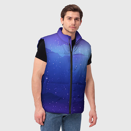Мужской жилет Синий космос и звезды / 3D-Черный – фото 3