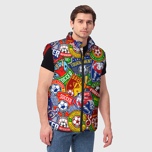 Мужской жилет Футбольные командные эмблемы pattern / 3D-Красный – фото 3