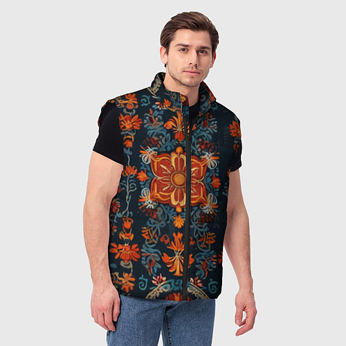 Мужской жилет Текстуры в славянском стиле / 3D-Черный – фото 3