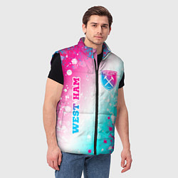Мужской жилет West Ham neon gradient style вертикально, цвет: 3D-черный — фото 2