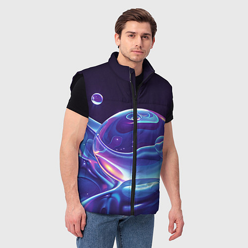 Мужской жилет Космические мыльные пузыри / 3D-Черный – фото 3