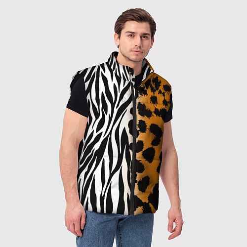 Мужской жилет Леопардовые пятна с полосками зебры / 3D-Черный – фото 3