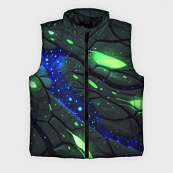 Мужской жилет Разлом плит с зеленым свечением, цвет: 3D-черный