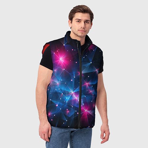 Мужской жилет Яркие неоновые вспышки в космосе / 3D-Красный – фото 3