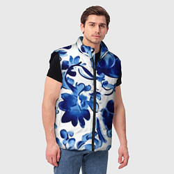 Мужской жилет Гжель акварель, цвет: 3D-черный — фото 2