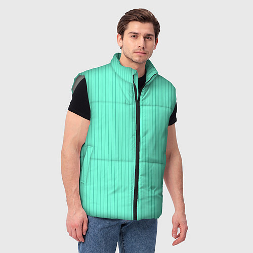 Мужской жилет Светлый бирюзовый в тонкую полоску / 3D-Светло-серый – фото 3
