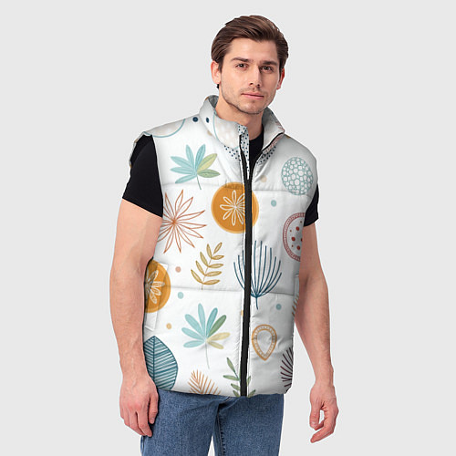 Мужской жилет Листья и узоры / 3D-Черный – фото 3