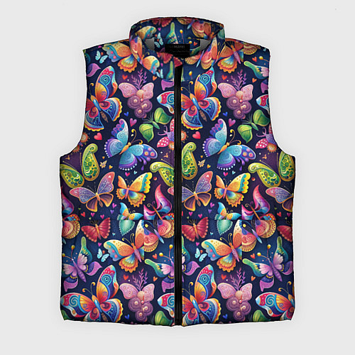 Мужской жилет Бабочки в паттерне разноцветный яркий фон / 3D-Светло-серый – фото 1